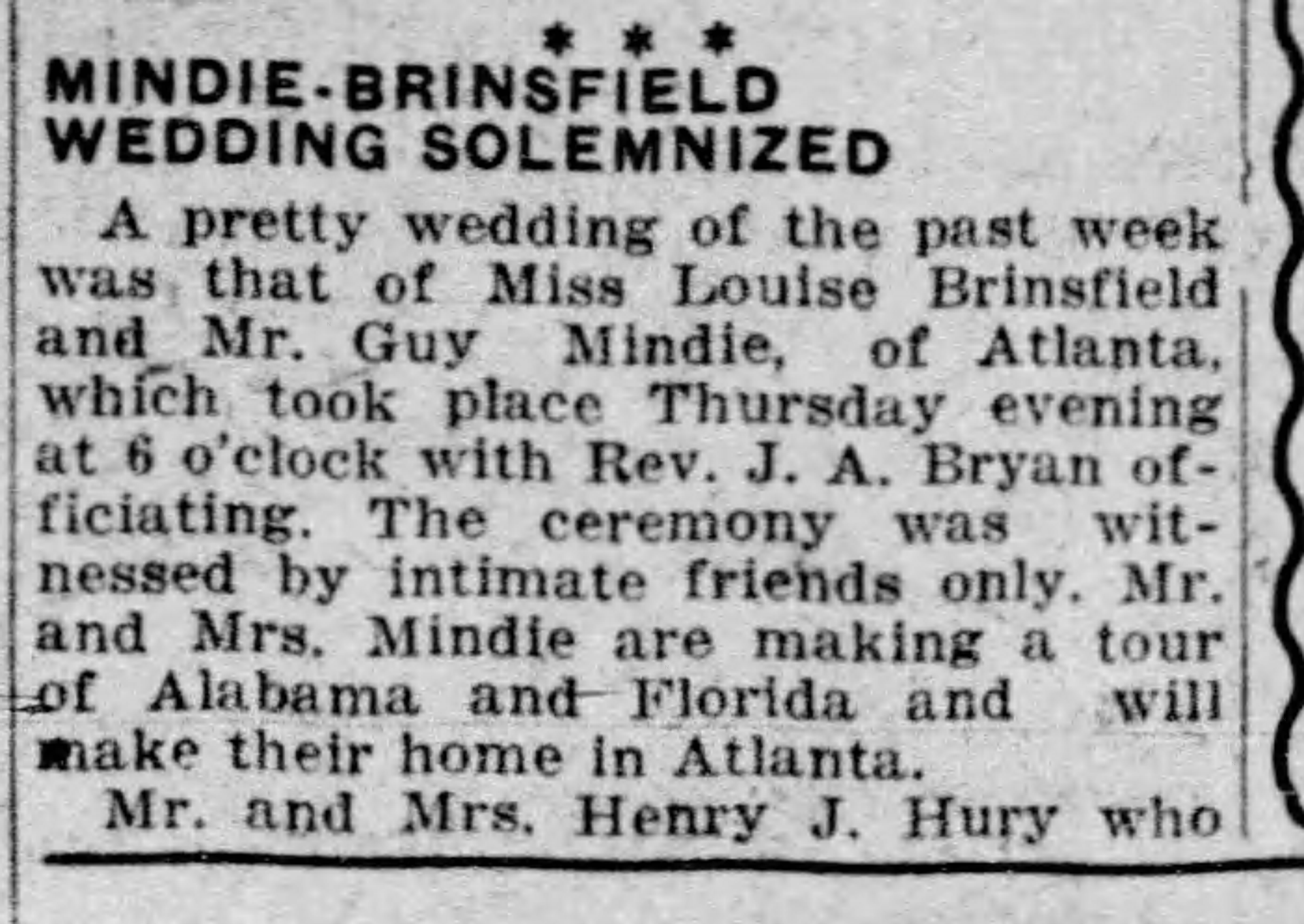 Mindie-Brinsfield Wedding Solemnized